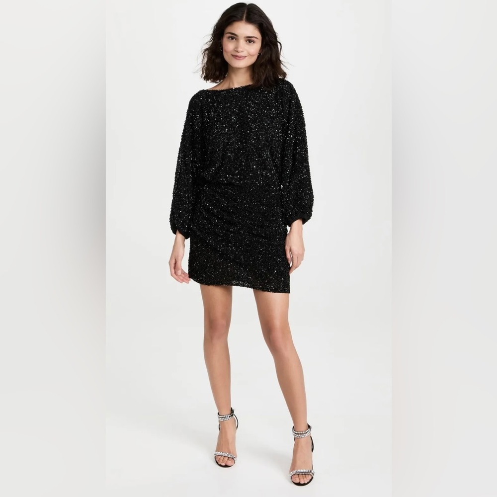 Ba&sh Bash black Sequin dress Scarlet size small ruched low-back